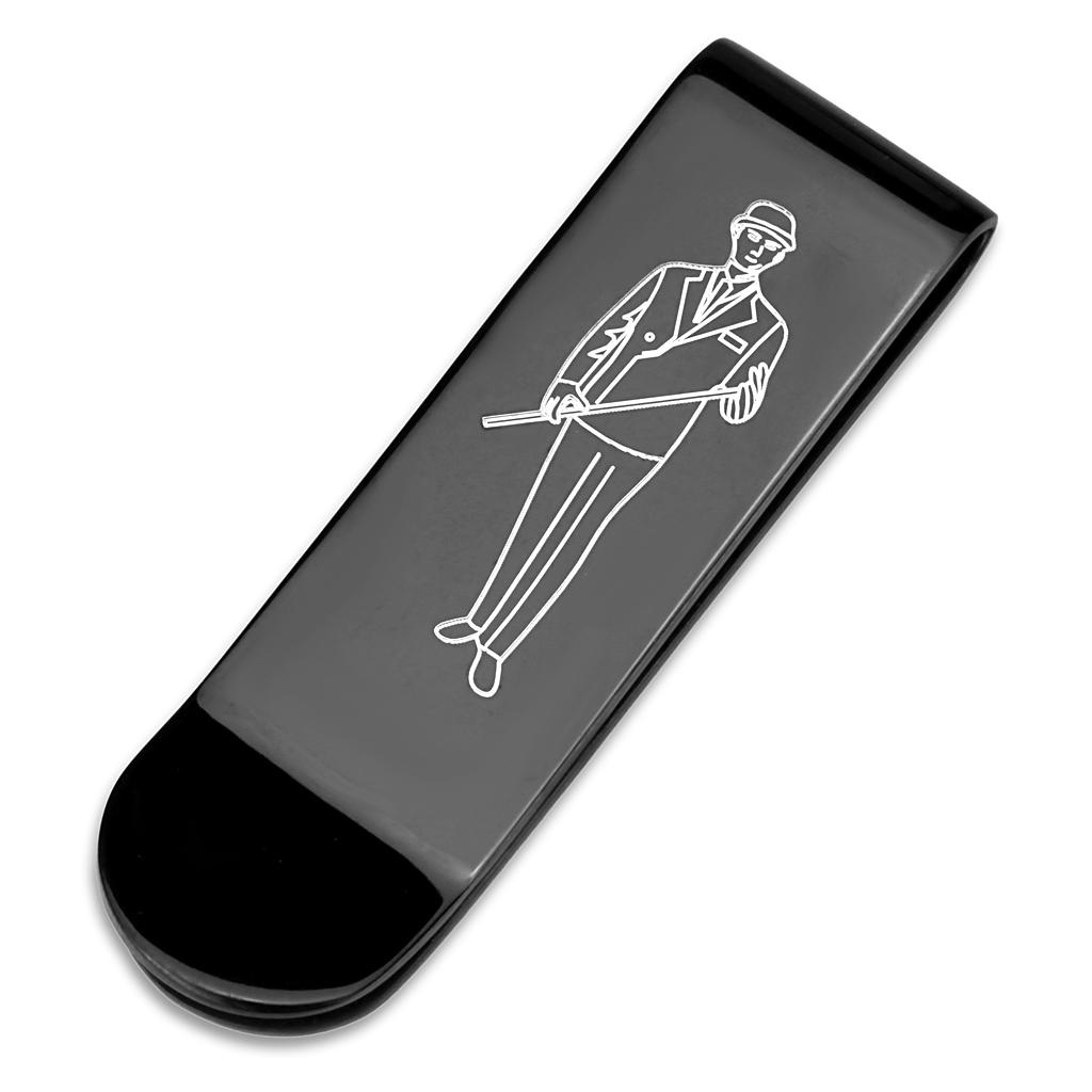 JCE4137 Ruthenium Brass Money clip with No Stone
