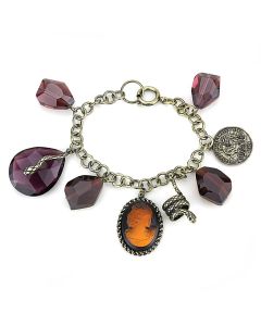JCE4223 Antique Copper Brass Bracelet with Synthetic Synthetic Glass in Amethyst