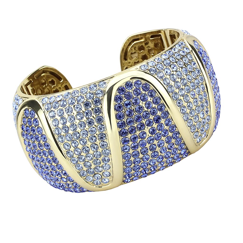 JCE4276 Gold Brass Bangle with Top Grade Crystal  in Multi Color