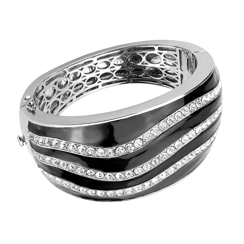 JCE4278 Rhodium Brass Bangle with Top Grade Crystal  in Clear