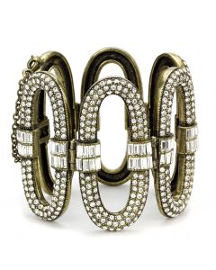 JCE4657 Antique Copper White Metal Bracelet with Top Grade Crystal  in Clear