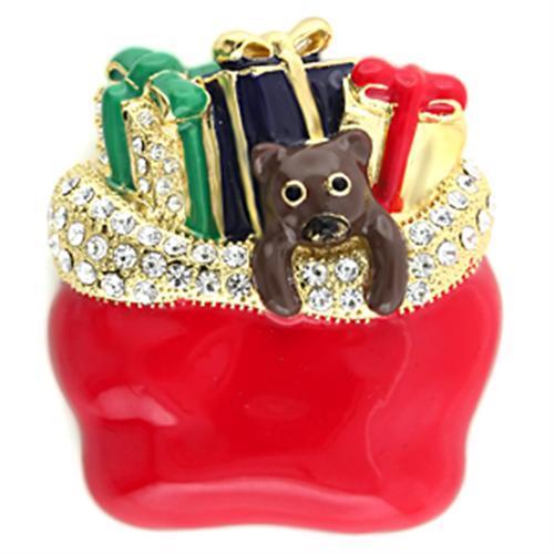 JCE838 Gold White Metal Brooches with Top Grade Crystal  in Clear