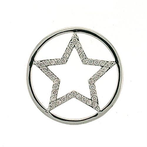 JCEA316 Rhodium Brass Pendant with AAA Grade CZ  in Clear-Default Title