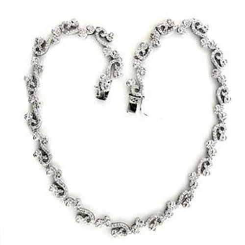 JCEA558 Rhodium 925 Sterling Silver Necklace with AAA Grade CZ  in Clear