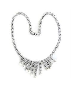 JCEA559 Rhodium 925 Sterling Silver Necklace with Synthetic Pearl in White