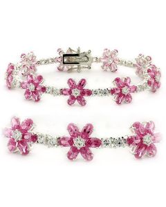 JCEAS956 High-Polished 925 Sterling Silver Bracelet with AAA Grade CZ  in Rose