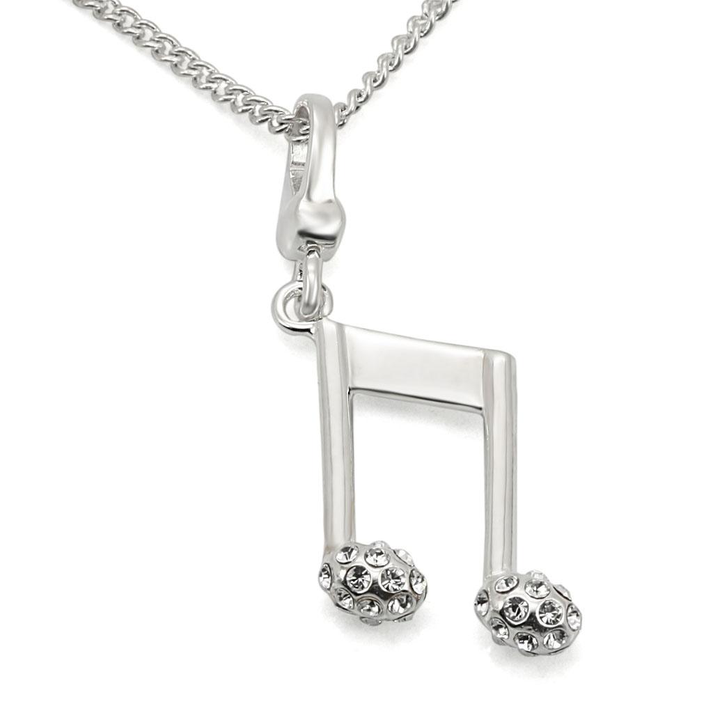 JCES443 Silver 925 Sterling Silver Chain Pendant with Top Grade Crystal  in Clear