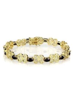 JCES602 Gold 925 Sterling Silver Bracelet with AAA Grade CZ  in Jet