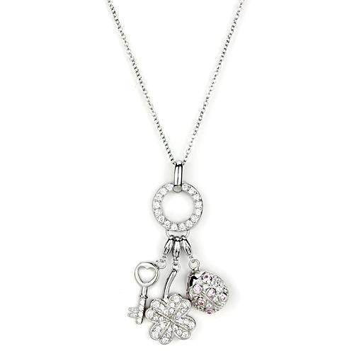 JCES609 Silver 925 Sterling Silver Necklace with AAA Grade CZ  in Multi Color