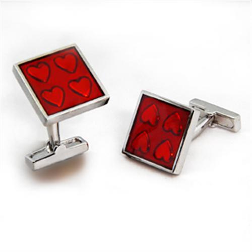 JCE581 Rhodium Brass Cufflink with Epoxy  in Siam-Default Title