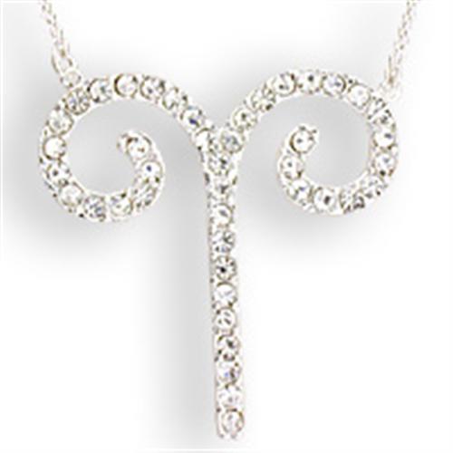 JCEK08 Silver Brass Chain Pendant with Top Grade Crystal  in Clear