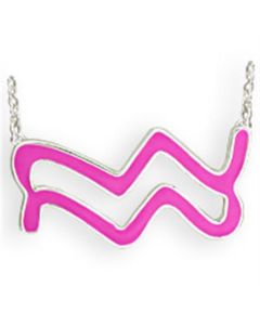 JCEK09PINK Silver Brass Chain Pendant with Epoxy  in Rose