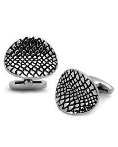 JCE1258 High polished (no plating) Stainless Steel Cufflink with Epoxy  in Jet