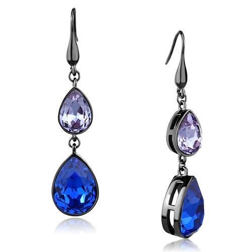 JCE2706 IP Light Black  (IP Gun) Stainless Steel Earrings with Top Grade Crystal  in Multi Color