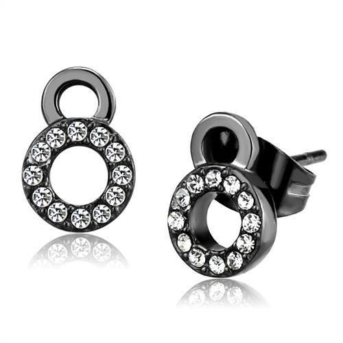 JCE2856 IP Light Black  (IP Gun) Stainless Steel Earrings with Top Grade Crystal  in Clear