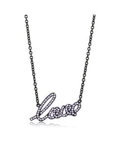 JCE3218 IP Black(Ion Plating) Stainless Steel Chain Pendant with AAA Grade CZ  in Multi Color
