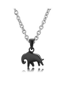 JCE3666 Two-Tone IP Black (Ion Plating) Stainless Steel Chain Pendant with No Stone