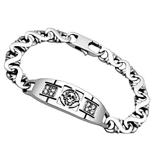JCE574 High polished (no plating) Stainless Steel Bracelet with AAA Grade CZ  in Clear