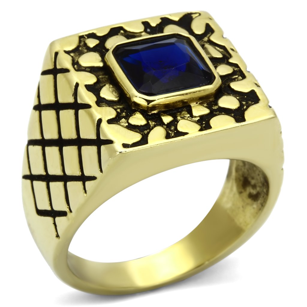 JCE763 IP Gold(Ion Plating) Stainless Steel Ring with Synthetic Synthetic Glass in Montana