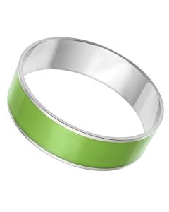 JCE787 High polished (no plating) Stainless Steel Bangle with Epoxy  in Emerald