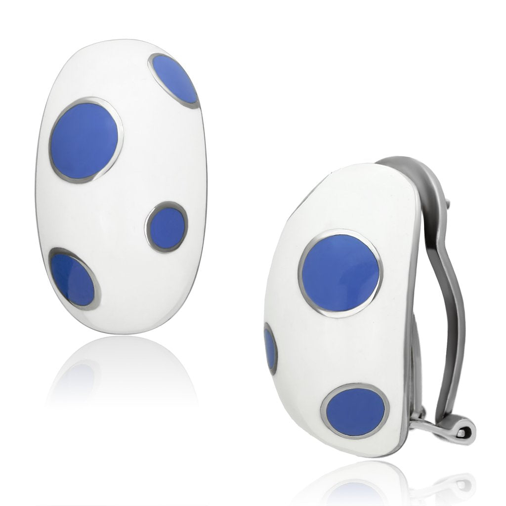 JCE900 High polished (no plating) Stainless Steel Earrings with Epoxy  in Multi Color