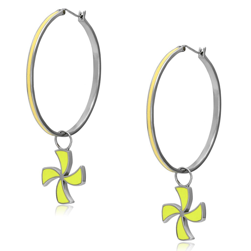 JCE914 High polished (no plating) Stainless Steel Earrings with Epoxy  in Multi Color