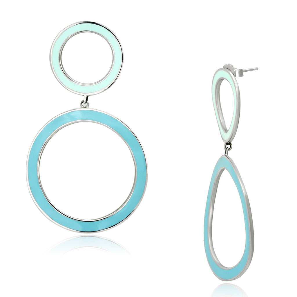 JCE917 High polished (no plating) Stainless Steel Earrings with Epoxy  in Multi Color