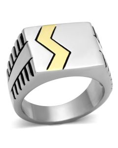 JCE950 Two-Tone IP Gold (Ion Plating) Stainless Steel Ring with Epoxy  in Jet
