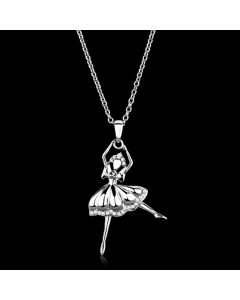 JCE163 Rhodium 925 Sterling Silver Chain Pendant with AAA Grade CZ  in Clear