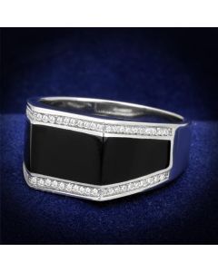 JCE223 Rhodium 925 Sterling Silver Ring with AAA Grade CZ  in Clear