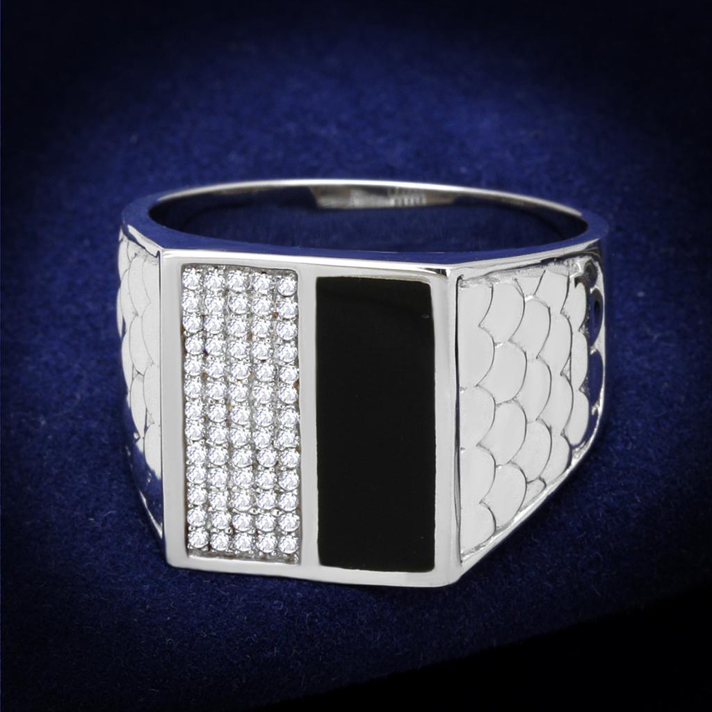 JCE226 Rhodium 925 Sterling Silver Ring with AAA Grade CZ  in Clear