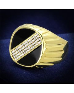 JCE235 Gold 925 Sterling Silver Ring with AAA Grade CZ  in Clear