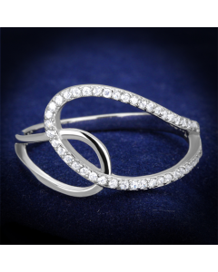 JCE358 Rhodium 925 Sterling Silver Ring with AAA Grade CZ  in Clear