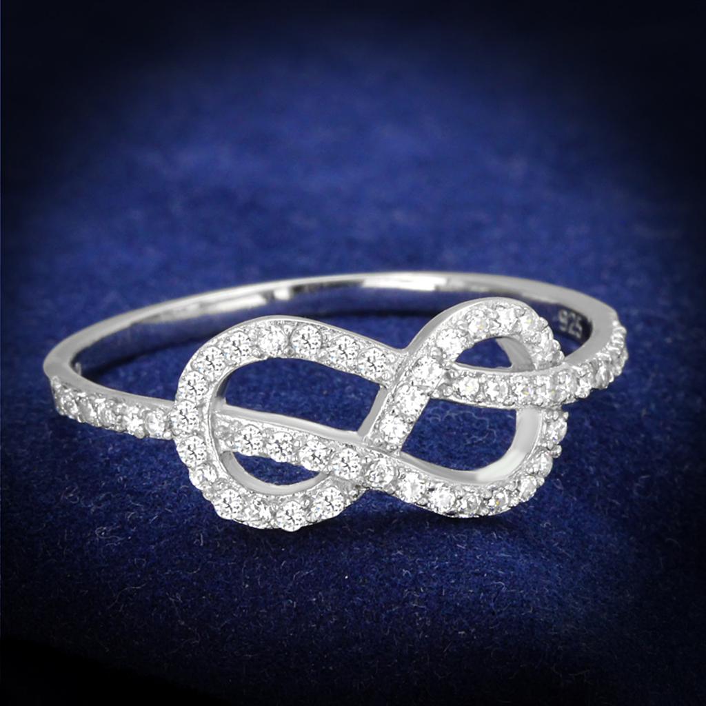 JCE360 Rhodium 925 Sterling Silver Ring with AAA Grade CZ  in Clear