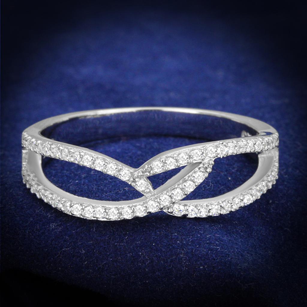 JCE365 Rhodium 925 Sterling Silver Ring with AAA Grade CZ  in Clear