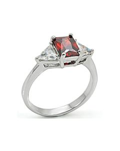 JCE393 Rhodium 925 Sterling Silver Ring with Semi-Precious Moon Stone in Clear