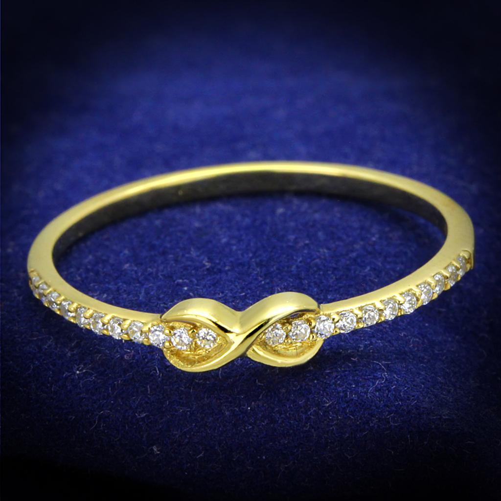 JCE405 Gold 925 Sterling Silver Ring with AAA Grade CZ  in Clear