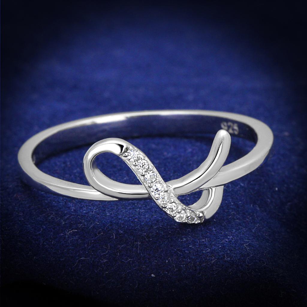JCE426 Rhodium 925 Sterling Silver Ring with AAA Grade CZ  in Clear