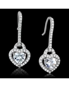 JCE439 Rhodium 925 Sterling Silver Earrings with AAA Grade CZ  in Clear