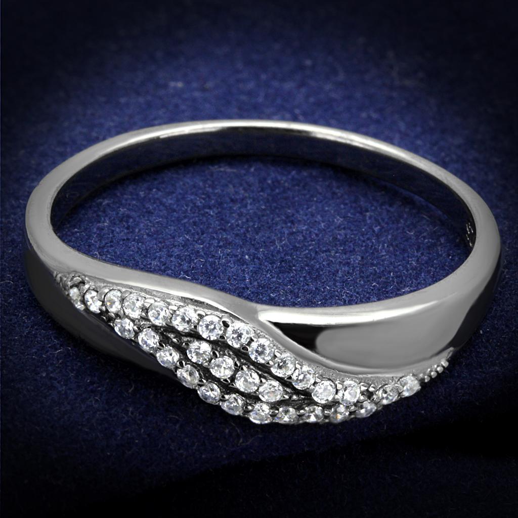JCE524 Ruthenium 925 Sterling Silver Ring with AAA Grade CZ  in Clear
