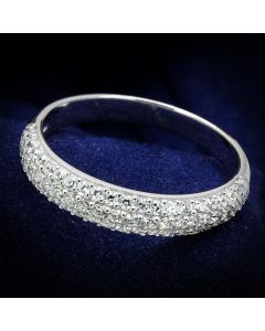 JCE535 Rhodium 925 Sterling Silver Ring with AAA Grade CZ  in Clear