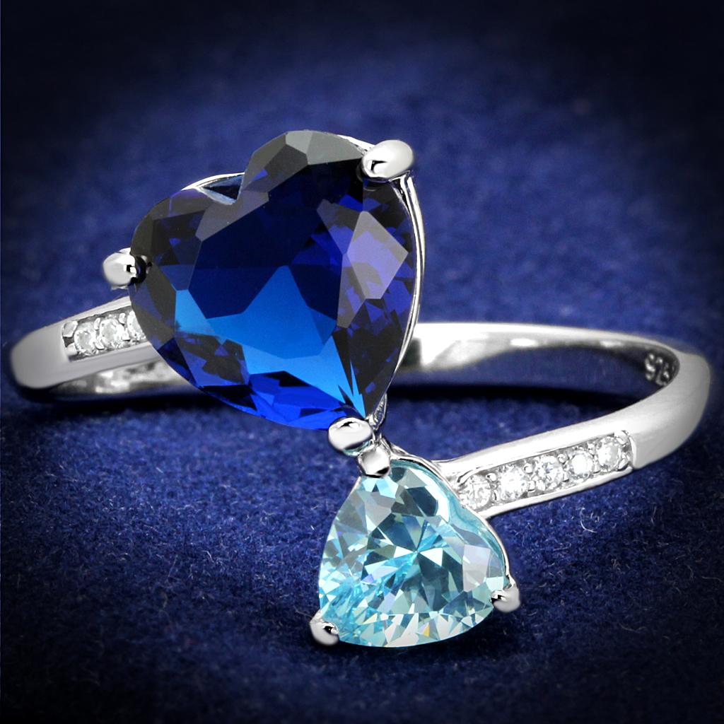 JCE554 Rhodium 925 Sterling Silver Ring with Synthetic Synthetic Glass in Montana