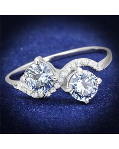 JCE577 Rhodium 925 Sterling Silver Ring with AAA Grade CZ  in Light Amethyst