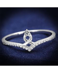 JCE583 Rhodium 925 Sterling Silver Ring with AAA Grade CZ  in Clear