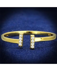 JCE595 Gold 925 Sterling Silver Ring with AAA Grade CZ  in Clear
