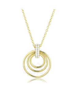 JCE601 Gold 925 Sterling Silver Necklace with AAA Grade CZ  in Clear