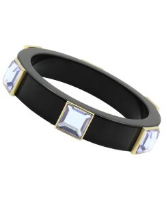 JCE031 IP Gold(Ion Plating) Brass Bangle with Synthetic Acrylic in Light Amethyst