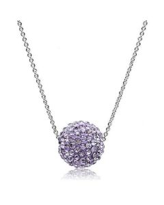 JCE056 Rhodium Brass Chain Pendant with Top Grade Crystal  in Light Amethyst