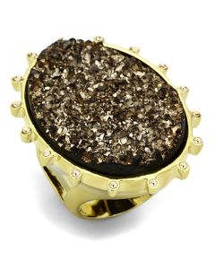 JCE087 IP Gold(Ion Plating) Brass Ring with Synthetic Synthetic Stone in Champagne
