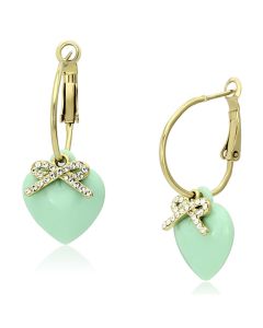 JCE101 IP Gold(Ion Plating) Brass Earrings with Synthetic Synthetic Stone in Emerald